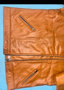 Classic Brown Faux Leather Moto Jacket