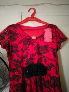 Red Floral Lace Dress