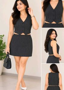 Pinstripe Vest and Skirt Set