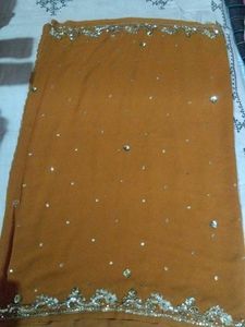 Embellished Mustard Yellow Saree