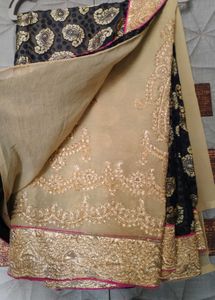 Designer Paisley Print Saree with Gold Border