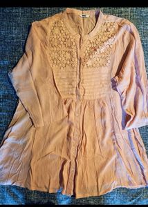 Peach Tunic Top with Lace Detail