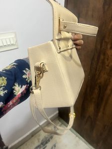 Chic Cream Structured Handbag