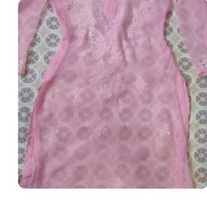 Pink Embroidered Kurta with inner