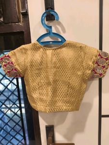 Golden Pink Choli with Blue Lehenga for 3–4yr girl
