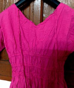 Pink Smocked glittery dress🎉👗
