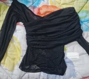 Sheer Off-Shoulder Mesh Top