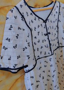 Korean white Print Midi Dress