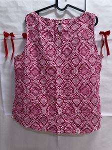 Pink &amp; White Printed Tank Top