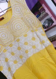Yellow Embroidered Kurti