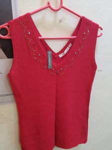 SALE 50%off🚨V-Neck Embellished Red Tank Top