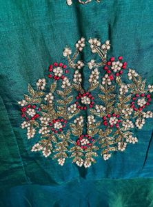 Emerald Green Anarkali with Brocade Dupatta