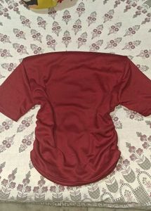 Maroon Ruched off shoulder Top