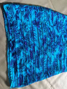 Blue Tropical Print Short Sleeve Dress