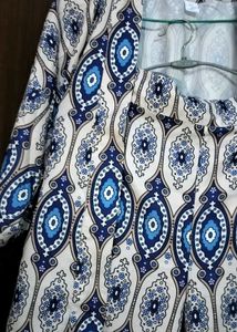 blue and beige cordset