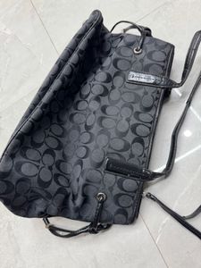 Coach Black Signature Stripe Handbag