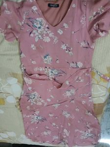 Pink Floral Dress With Free Gift