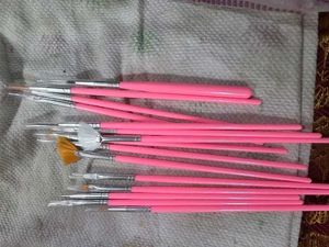 Nail Art Brush Set - Pink Handles
