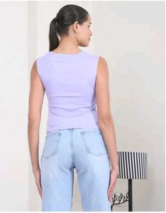 Shein Lavender Cut Out Sleeveless Top