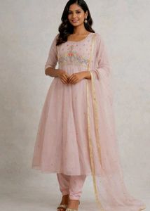 Elegant Pink Embroidered Kurta 3pscSet