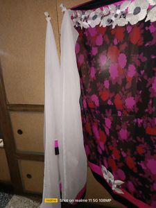 Beautiful Pink,White Nd Black Sareee With Blouse