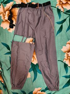 Shein Ankle Length Thigh Cut Out Joggers With Chai