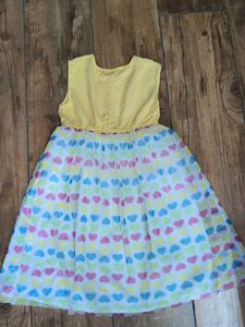 Adorable Heart Print Yellow Dress