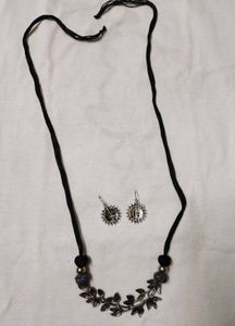 Boho Silver-Tone Leaf Necklace &amp; Earring Set | Han