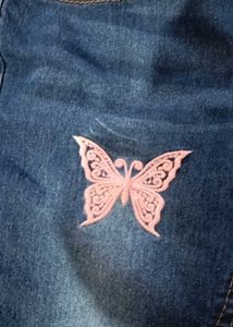 Girls Jeans with Butterfly Appliques
