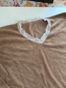 Cozy Brown top with Lace Trim