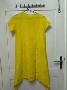 Bright Yellow Kurta with Pocket Detail