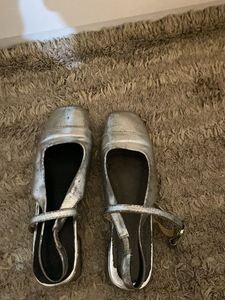 Silver Metallic Ballet Flats