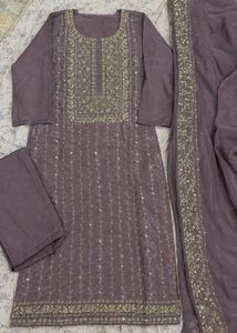Brand New Light Purple Embroidered Unstitched Suit