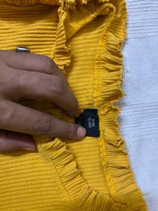 Yellow Cold Shoulder Top