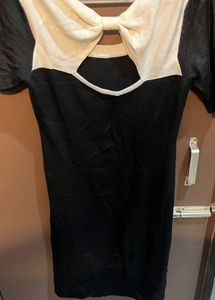 Chic Bow Detail Black &amp; White Dress