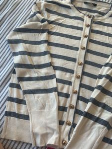 Striped Button-Up Cardigan