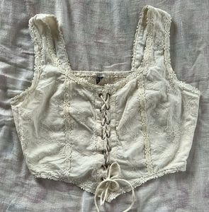 Lace-Up Corset Crop Top