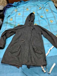 Stylish Grey Hooded Winter Coat