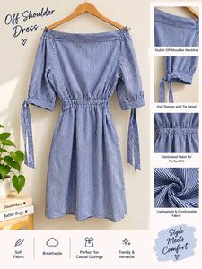 Striped Off-Shoulder Dress