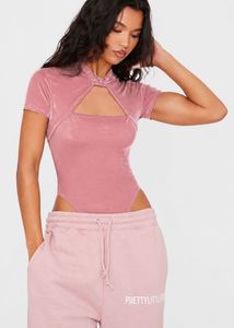 PrettyLittleThing Pink Cut-Out Bodysuit