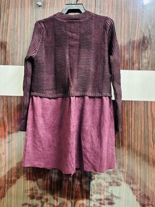 Burgundy Knit &amp; Suede Dress