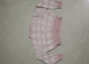 Chic Pink &amp; White Cropped Cardigan