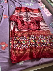 Red Silk Saree with Blouse