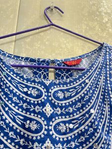 Blue &amp; White Printed Kurta