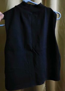 Sleeveless Black High Neck Top