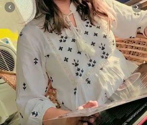 Stylish White Kurta with Black Embroidery