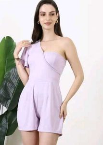 Shein One Shoulder Flutter Sleeve Panelled Playsui