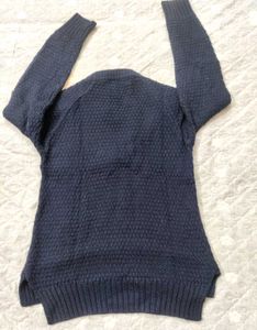Navy Blue Knit Sweater for women