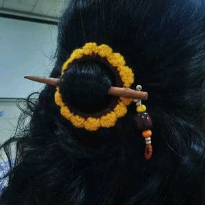 pack of 2 Handmade Crochet Flower Hair Stick