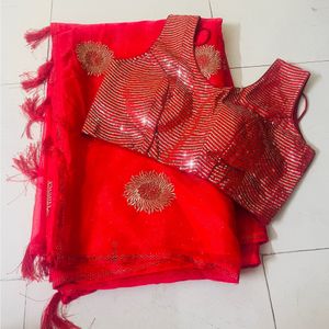 Red Partywear saree